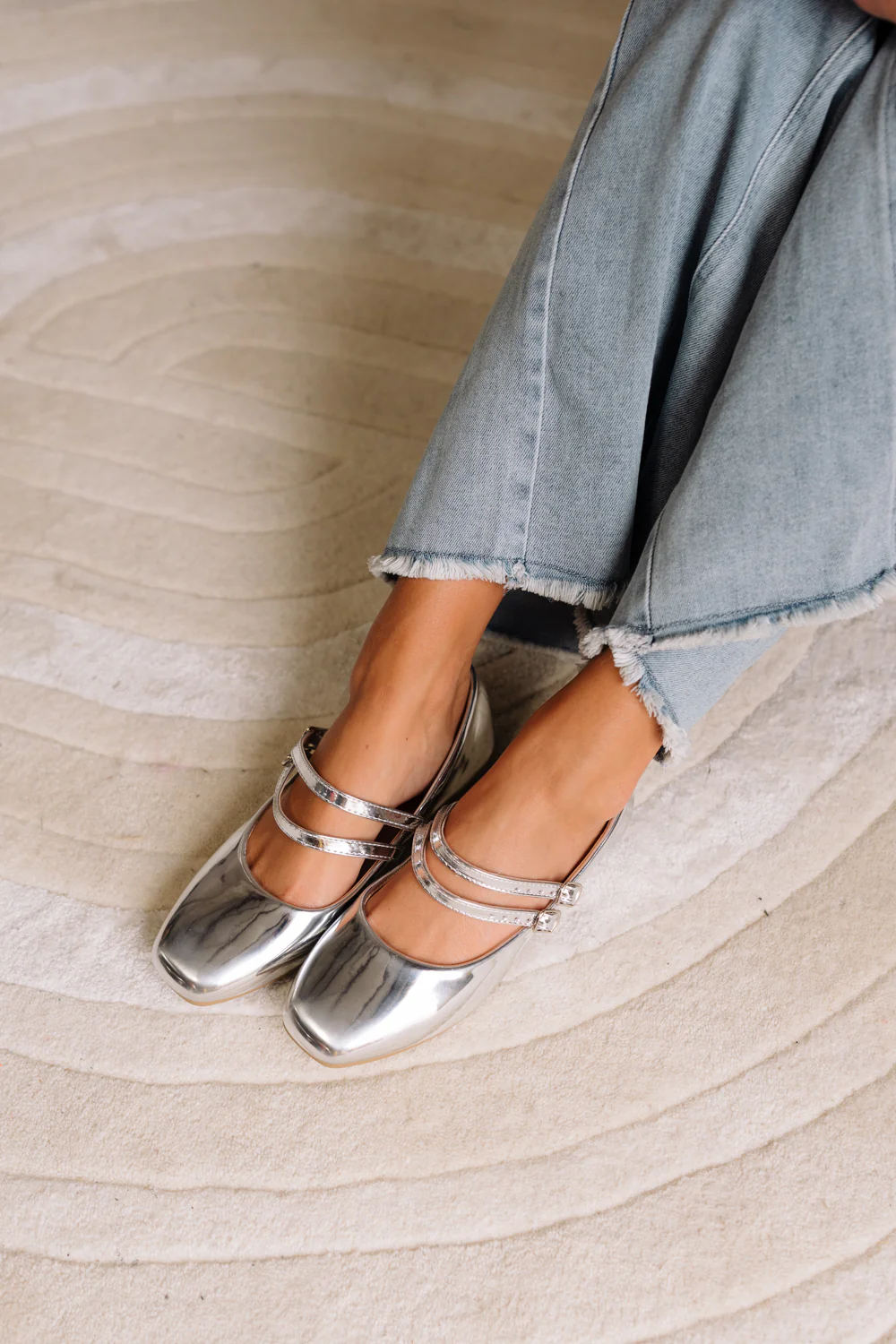 Polly Silver Ballet Flats - Image 2