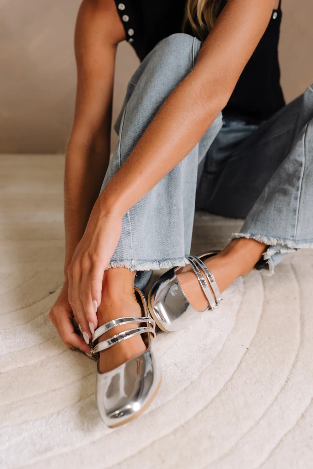 Polly Silver Ballet Flats - Image 3