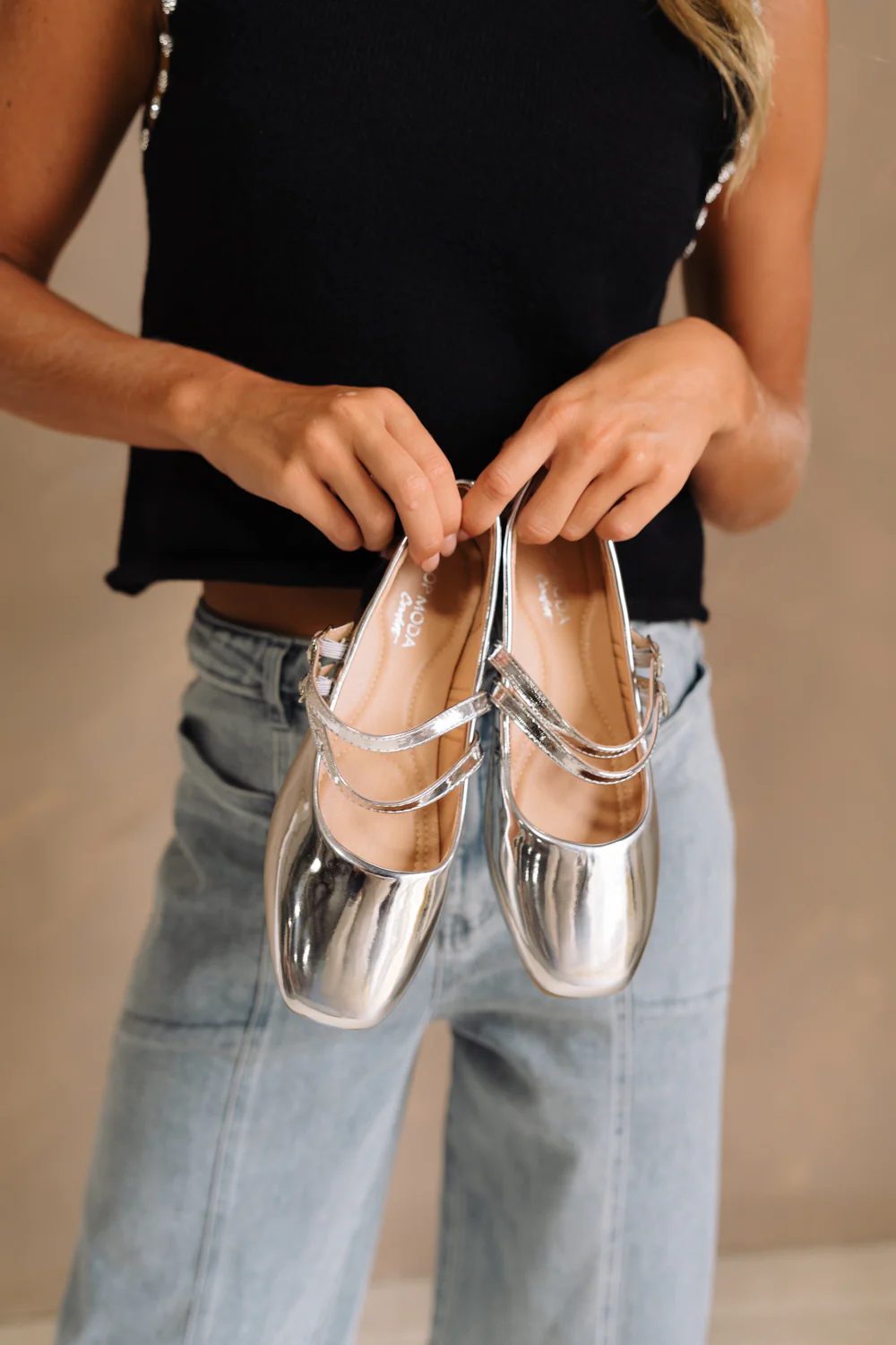 Polly Silver Ballet Flats - Image 4