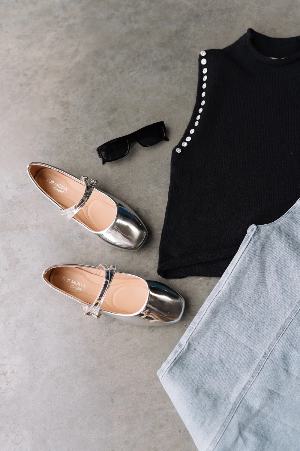 Polly Silver Ballet Flats - Image 6