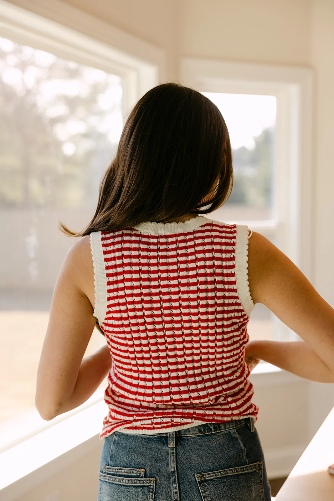 Poppy Red & White Striped Tank Top - Image 6