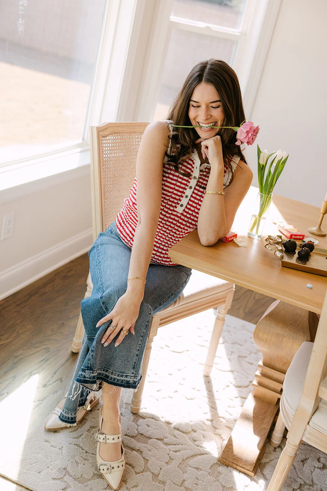 Poppy Red & White Striped Tank Top - Image 8
