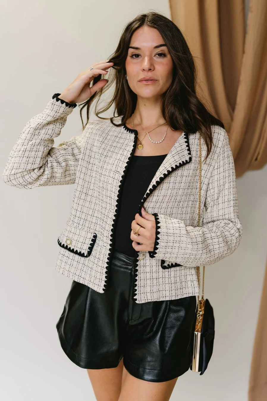 Portia Ecru & Black Tweed Jacket - Image 3