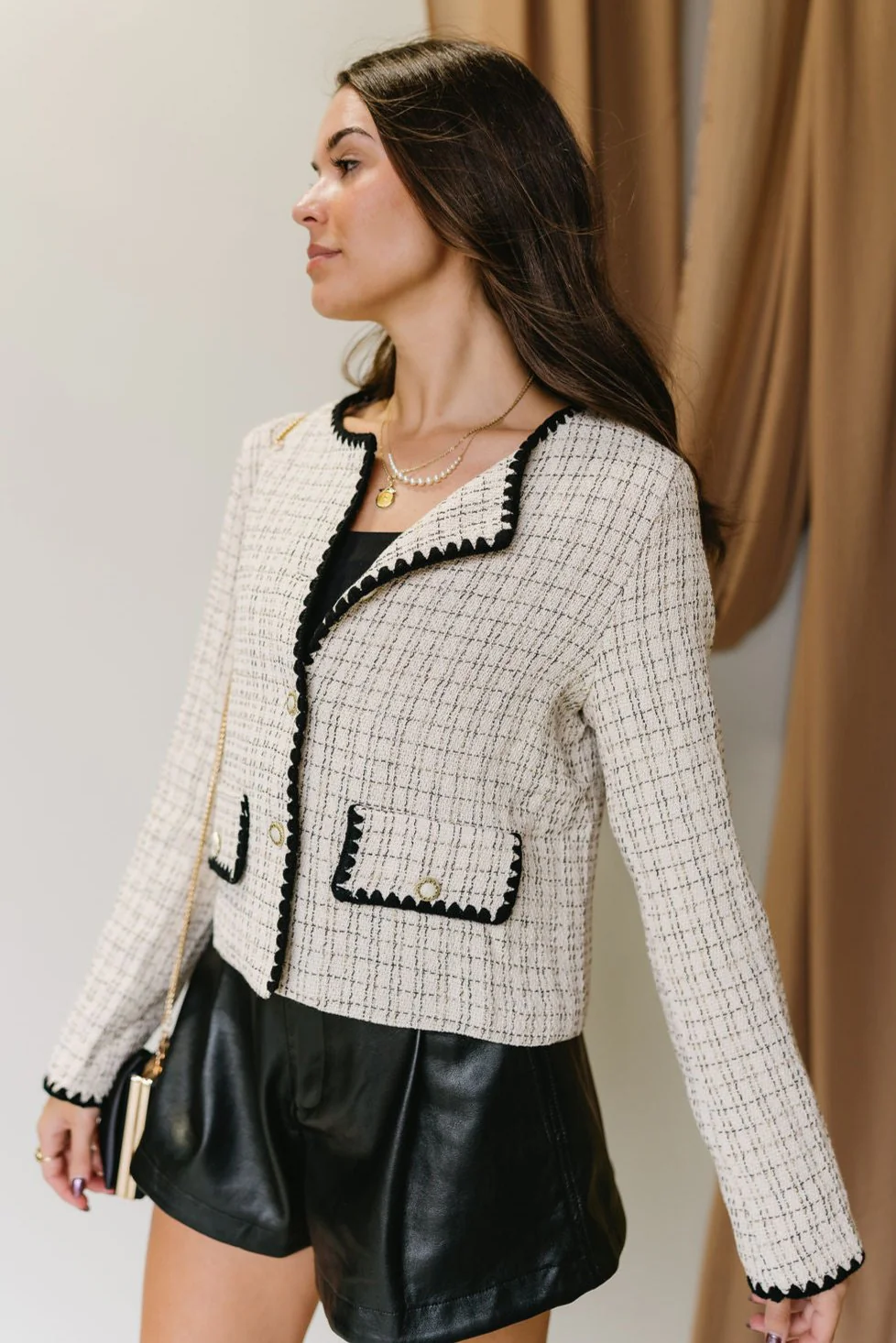Portia Ecru & Black Tweed Jacket - Image 4