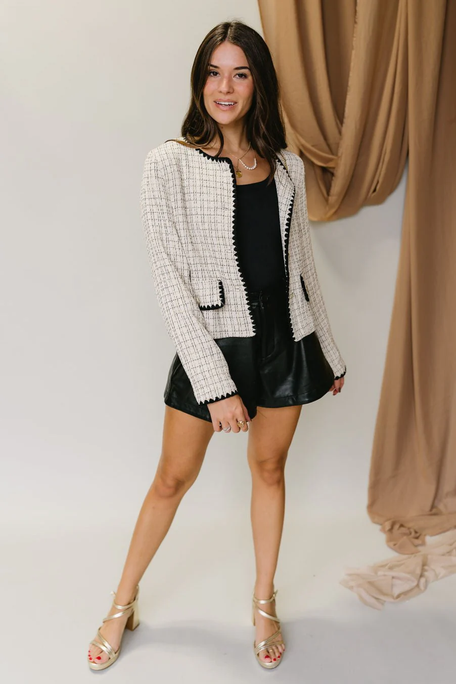 Portia Ecru & Black Tweed Jacket - Image 6