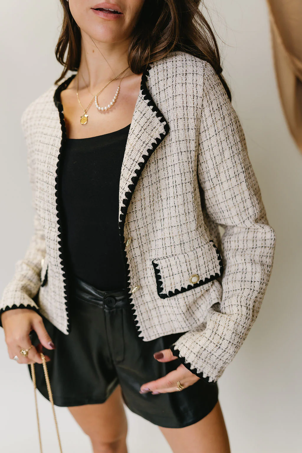Portia Ecru & Black Tweed Jacket - Image 9