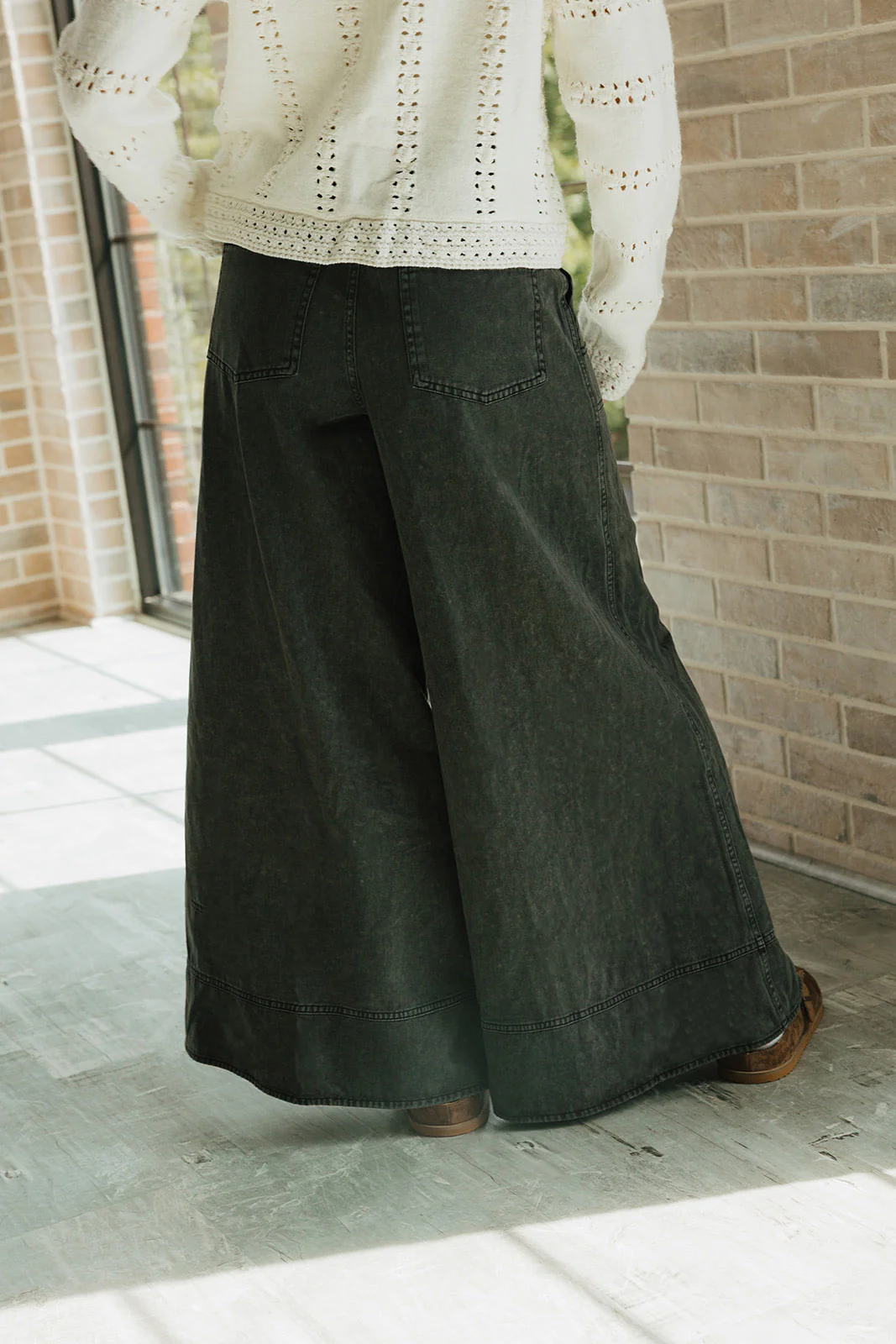 Praelia Wide Leg Washed Charcoal Pants - Image 6