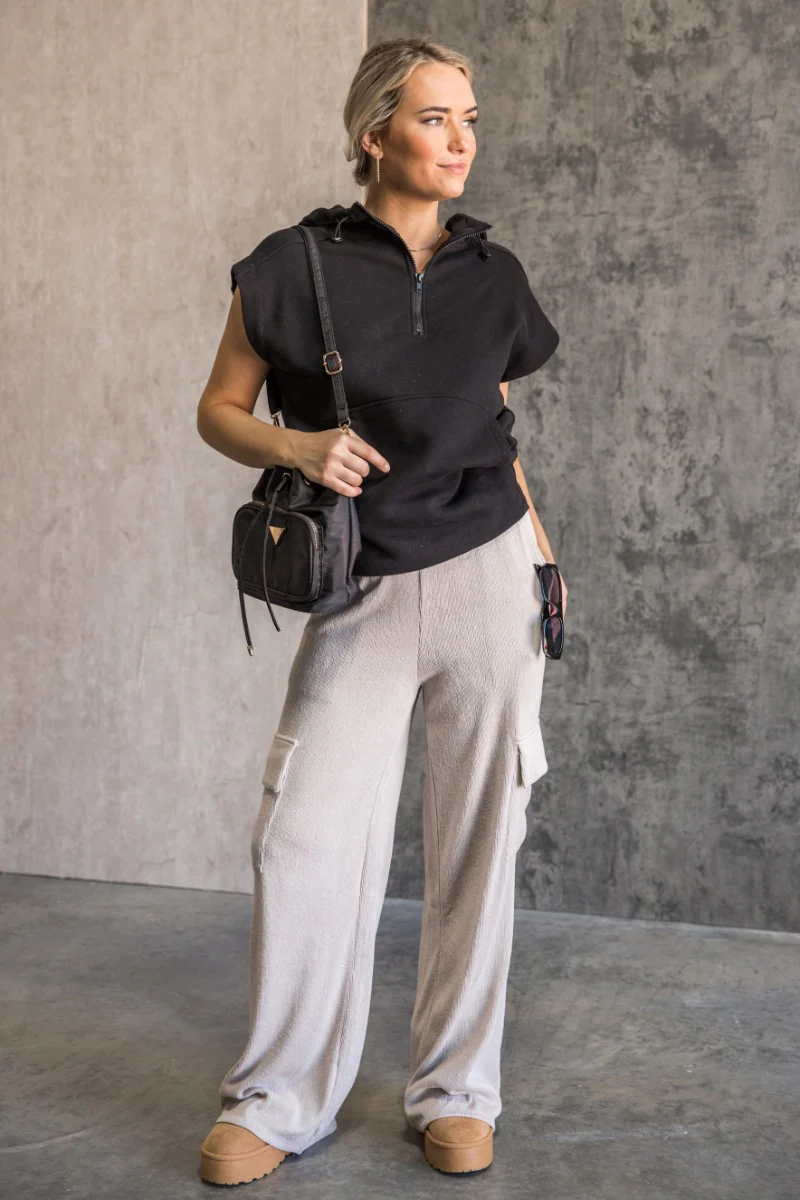 Presley Black Sleeveless Hoodie Sweatshirt - Image 3