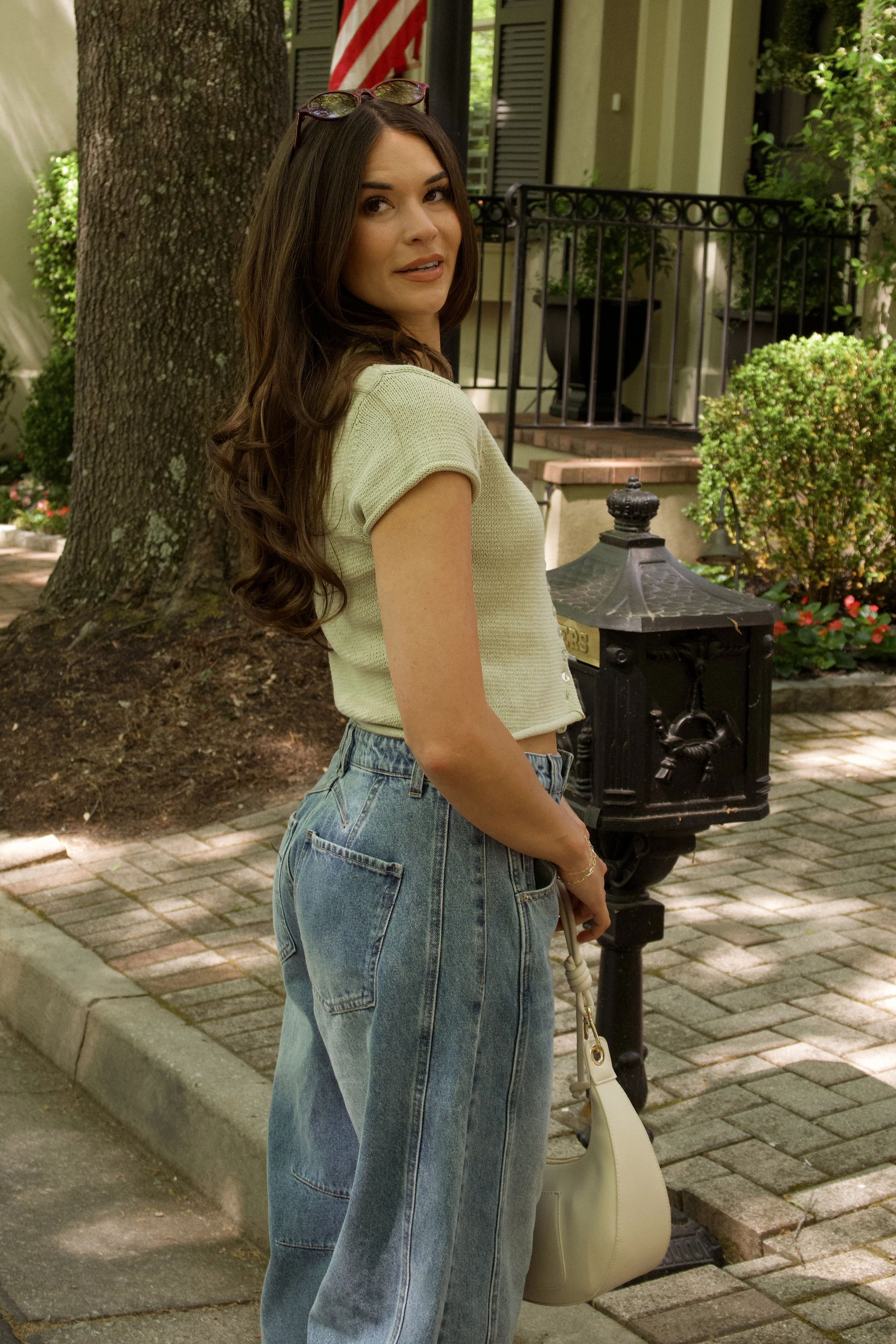 Presley Light Green Knit Short Sleeve Top - Image 3