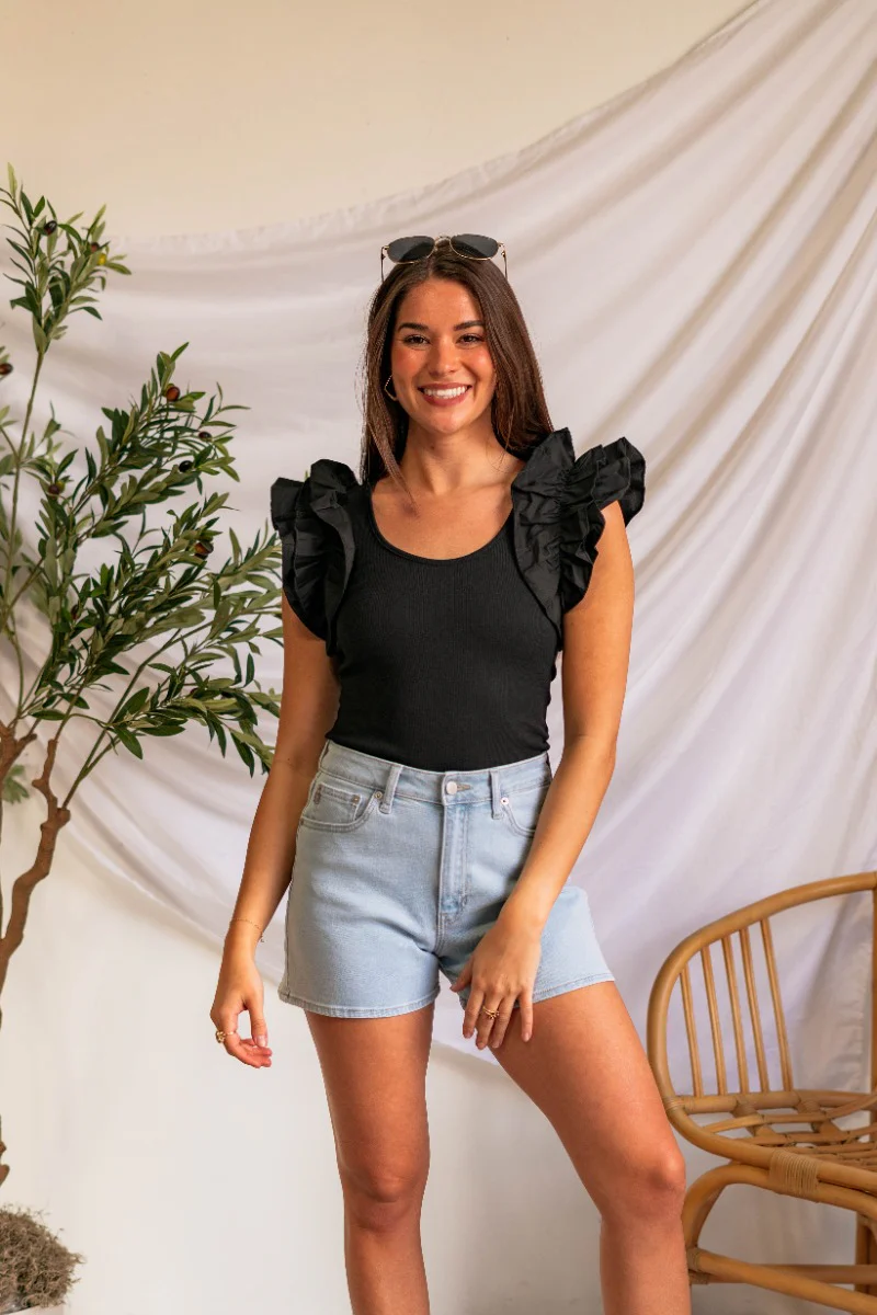Promise Me Ruffle Top in Black - Image 2
