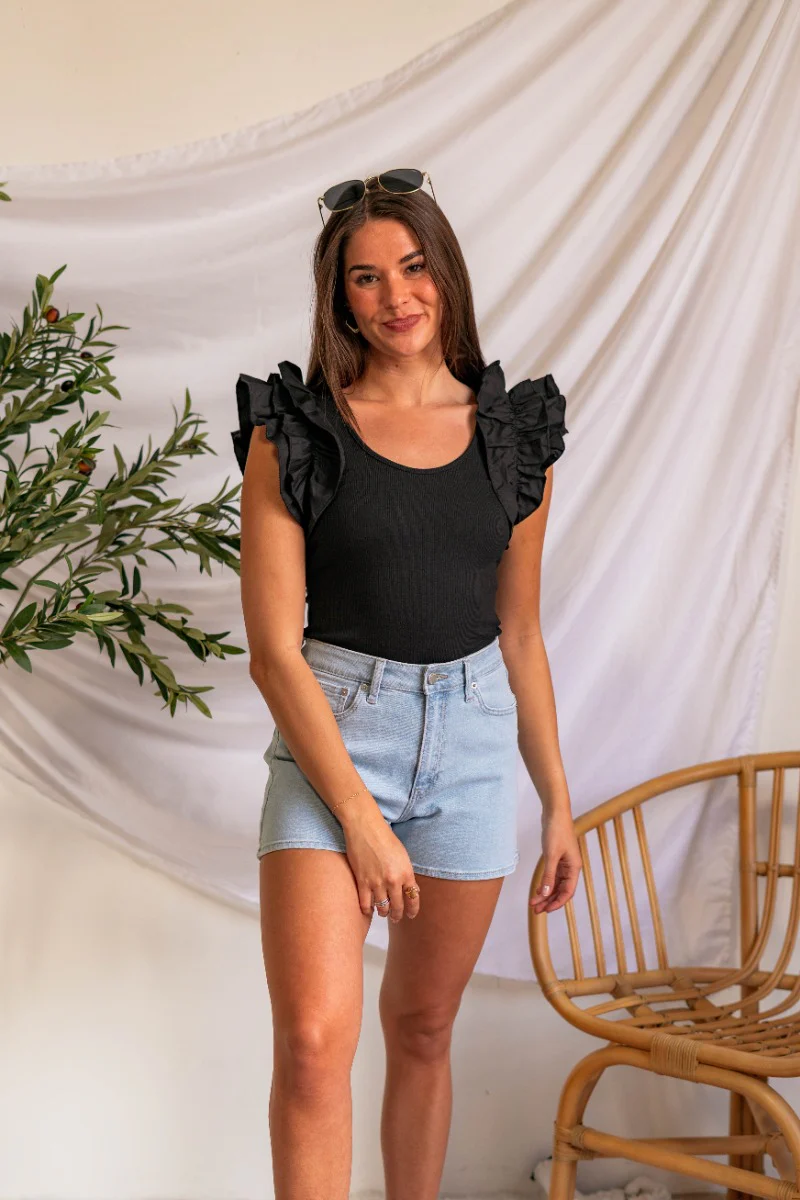Promise Me Ruffle Top in Black - Image 3