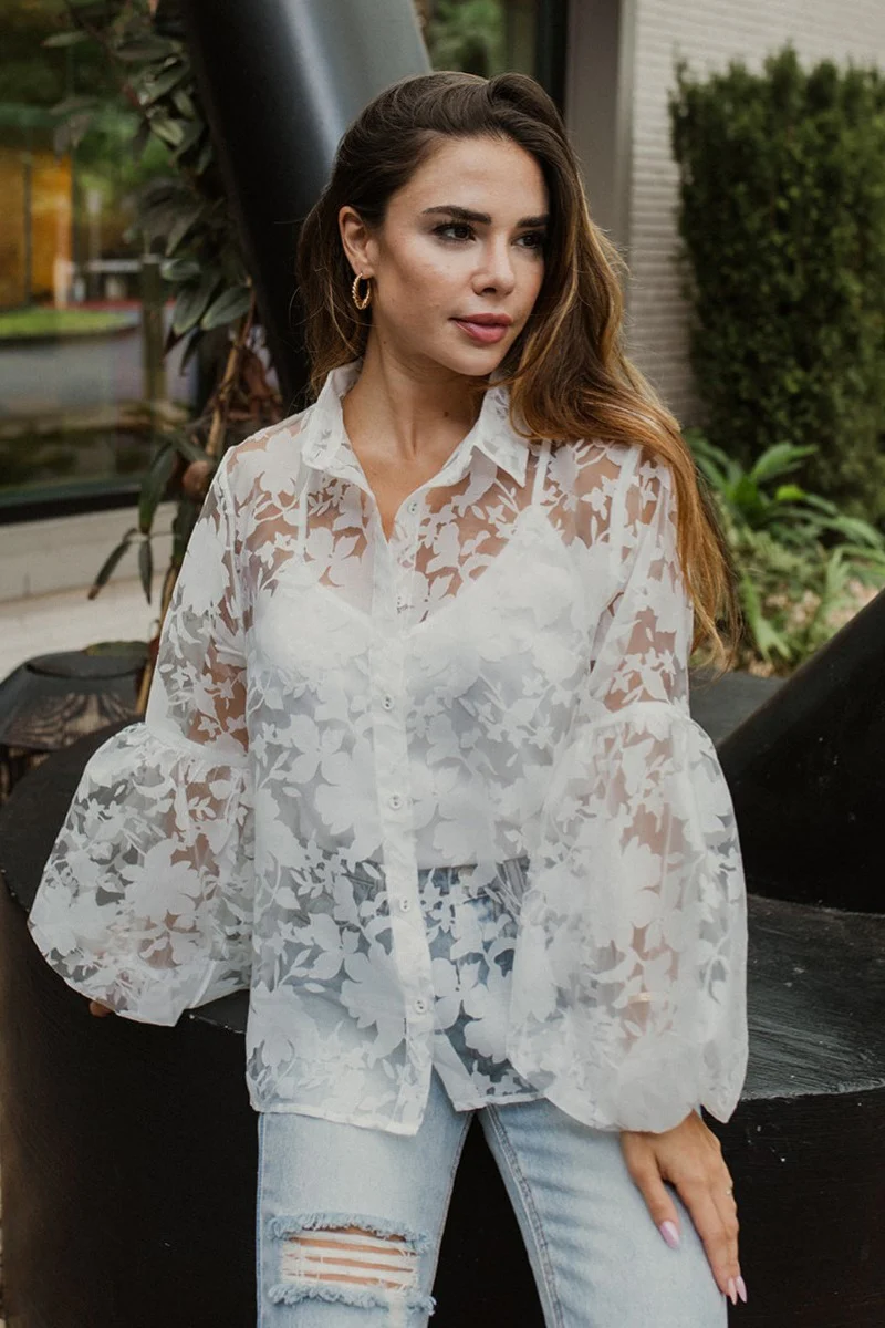 Queen Anne's Lace Top In White