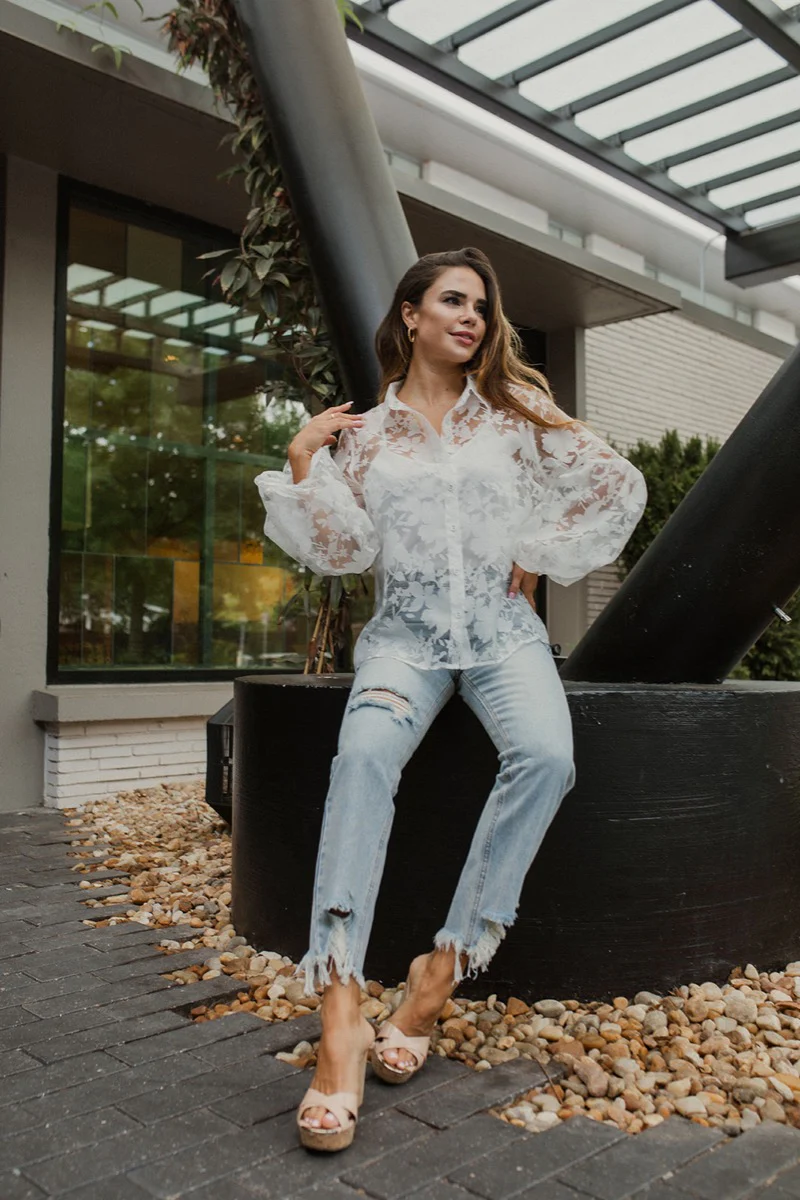 Queen Anne's Lace Top In White - Image 6