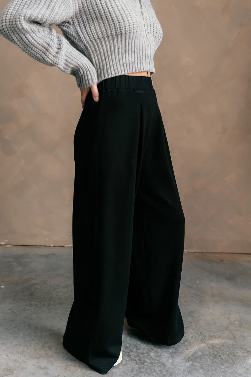Quinn Black Wide Leg Flare Pants
