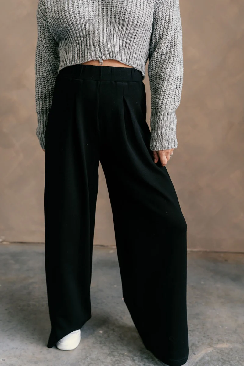 Quinn Black Wide Leg Flare Pants - Image 2