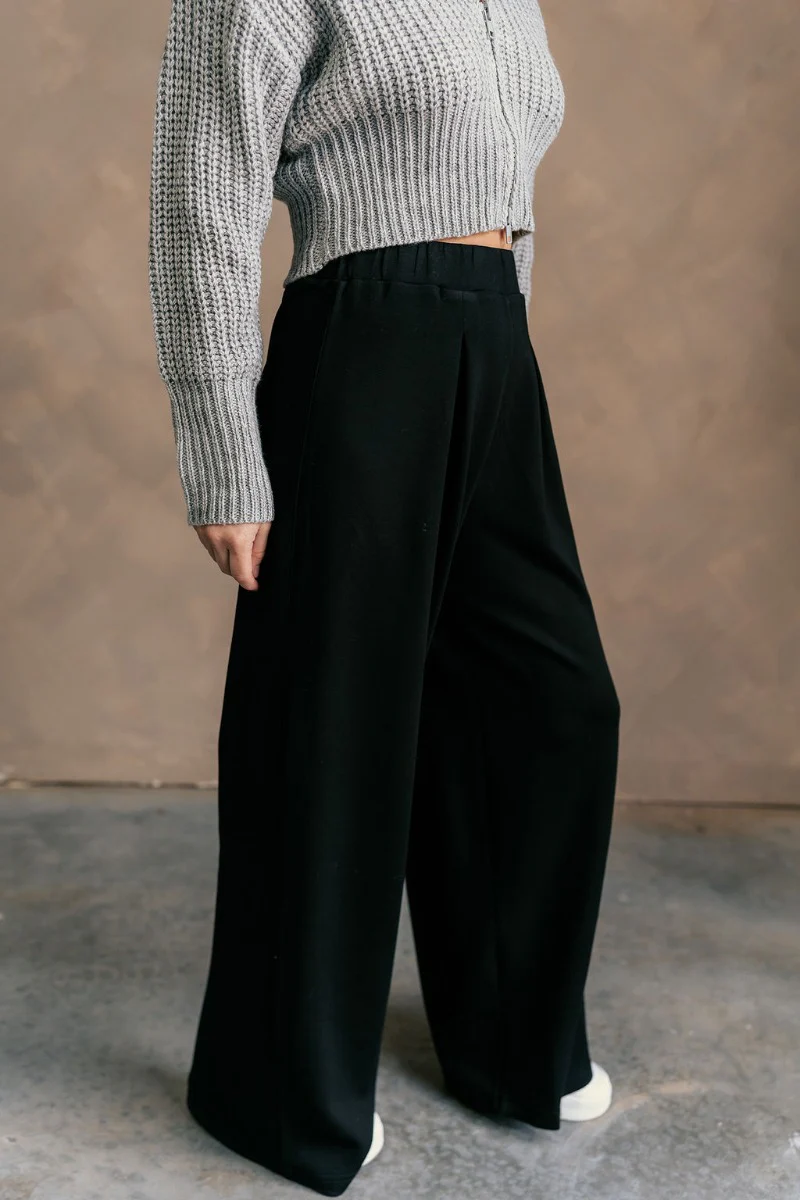 Quinn Black Wide Leg Flare Pants - Image 3