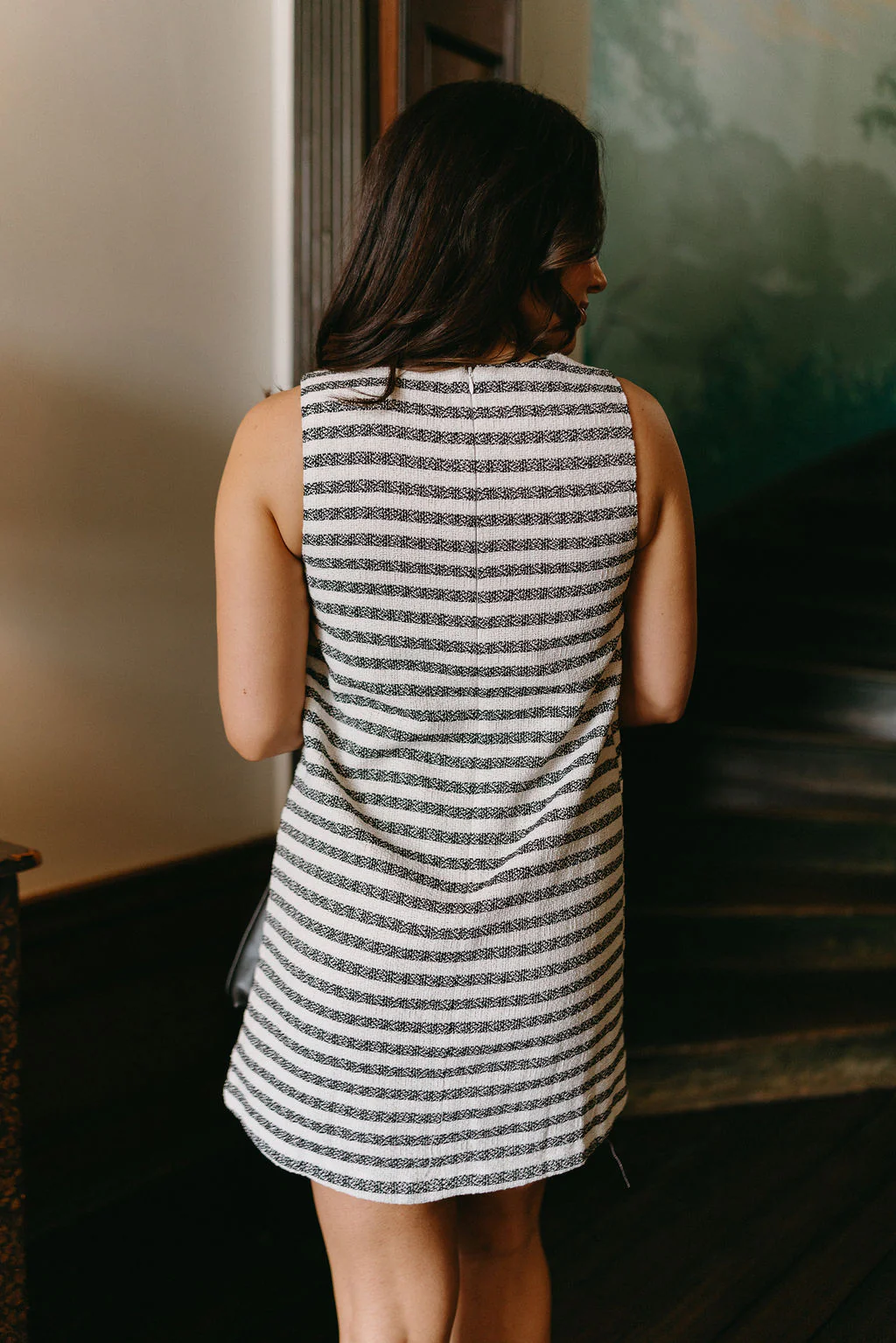 Quinn Cream & Black Striped Mini Dress - Image 9