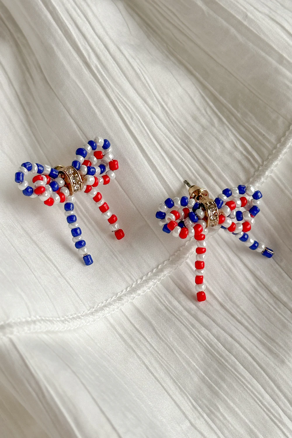 Quinn Red, White, & Blue Bow Earrings