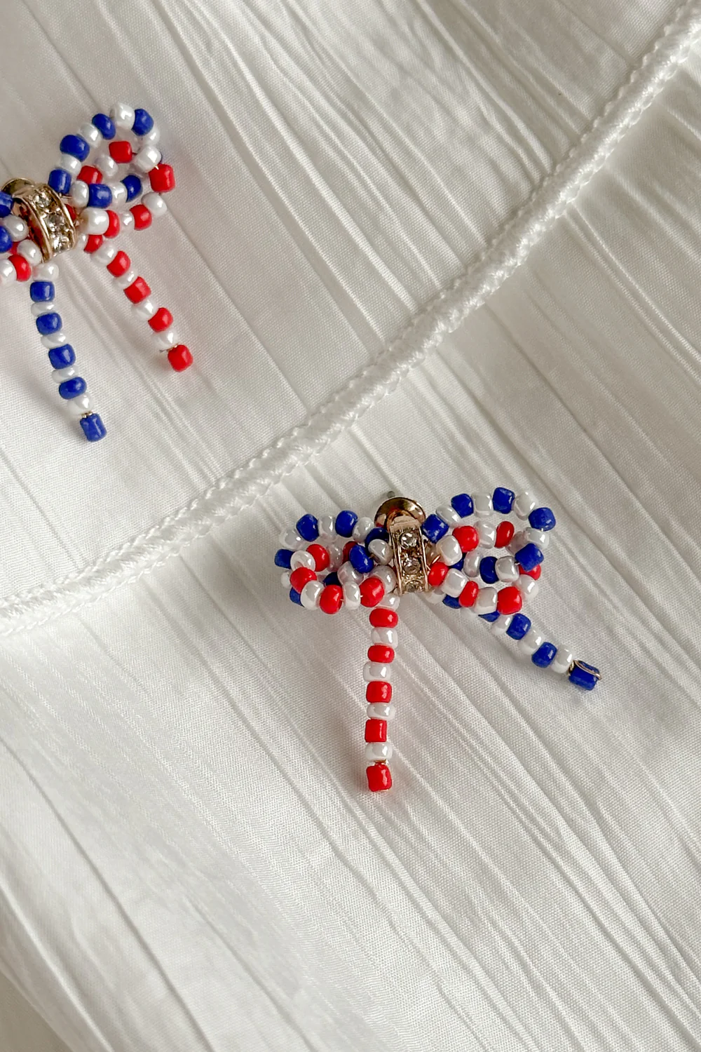 Quinn Red, White, & Blue Bow Earrings - Image 2