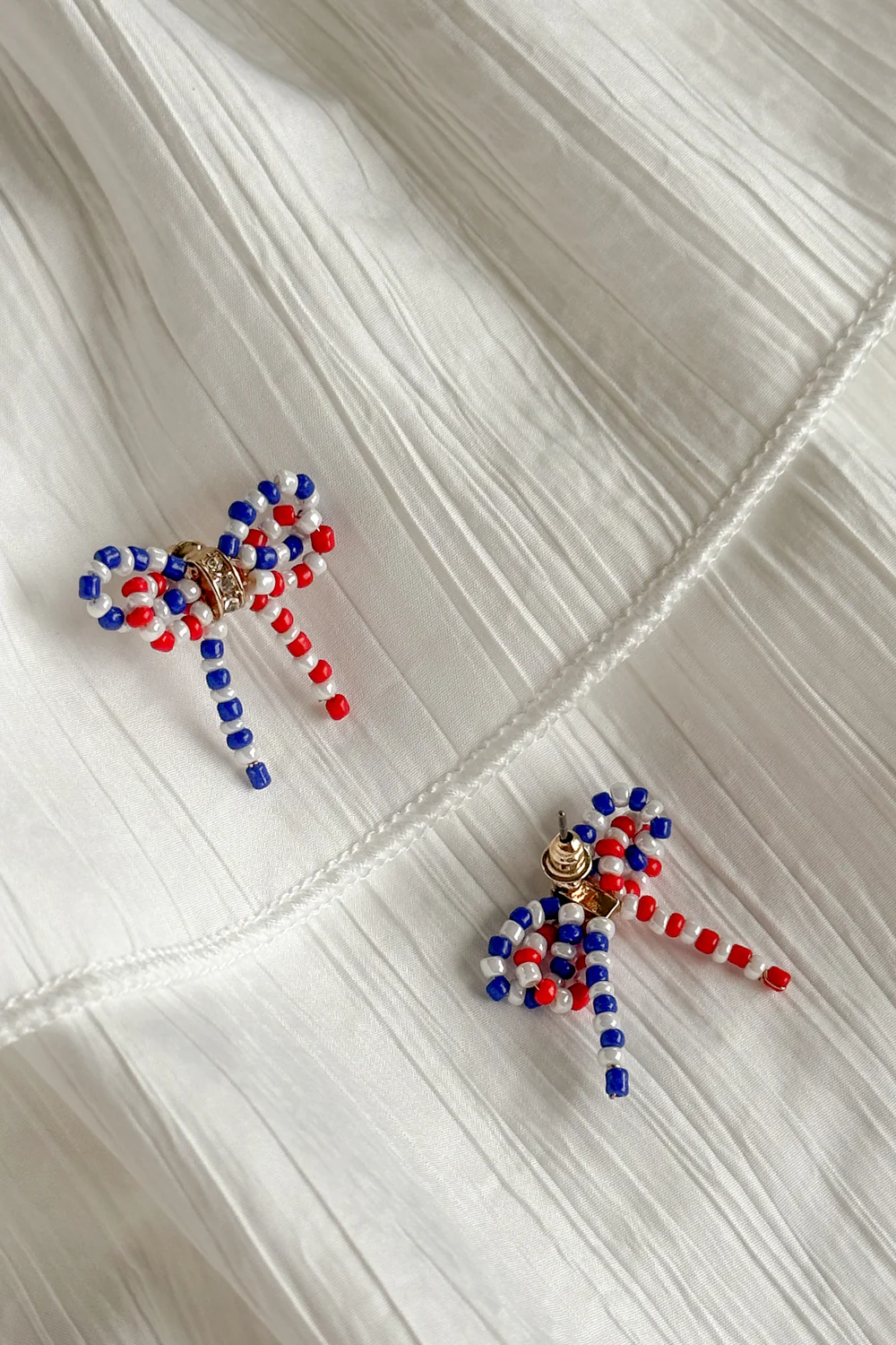 Quinn Red, White, & Blue Bow Earrings - Image 3
