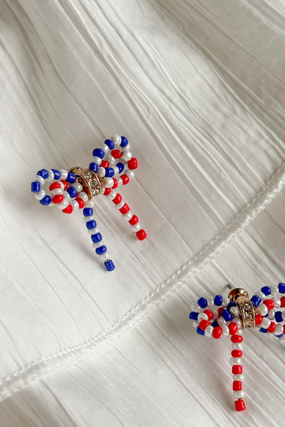 Quinn Red, White, & Blue Bow Earrings - Image 4