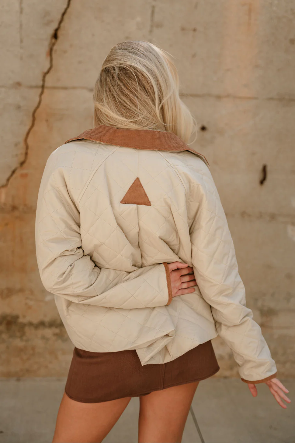 Quinn Sand & Camel Quilted Barn Jacket - Image 8