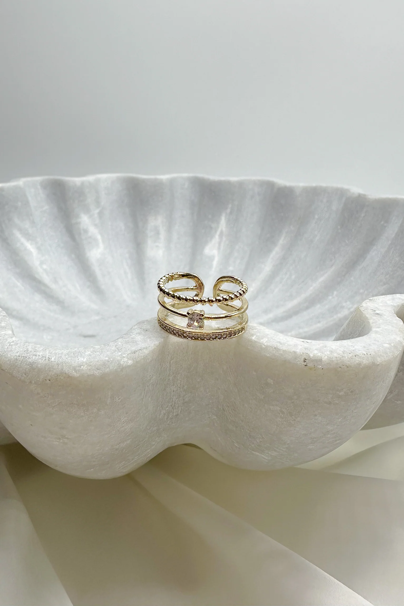Raya Gold Rhinestone Layered Ring - Image 3