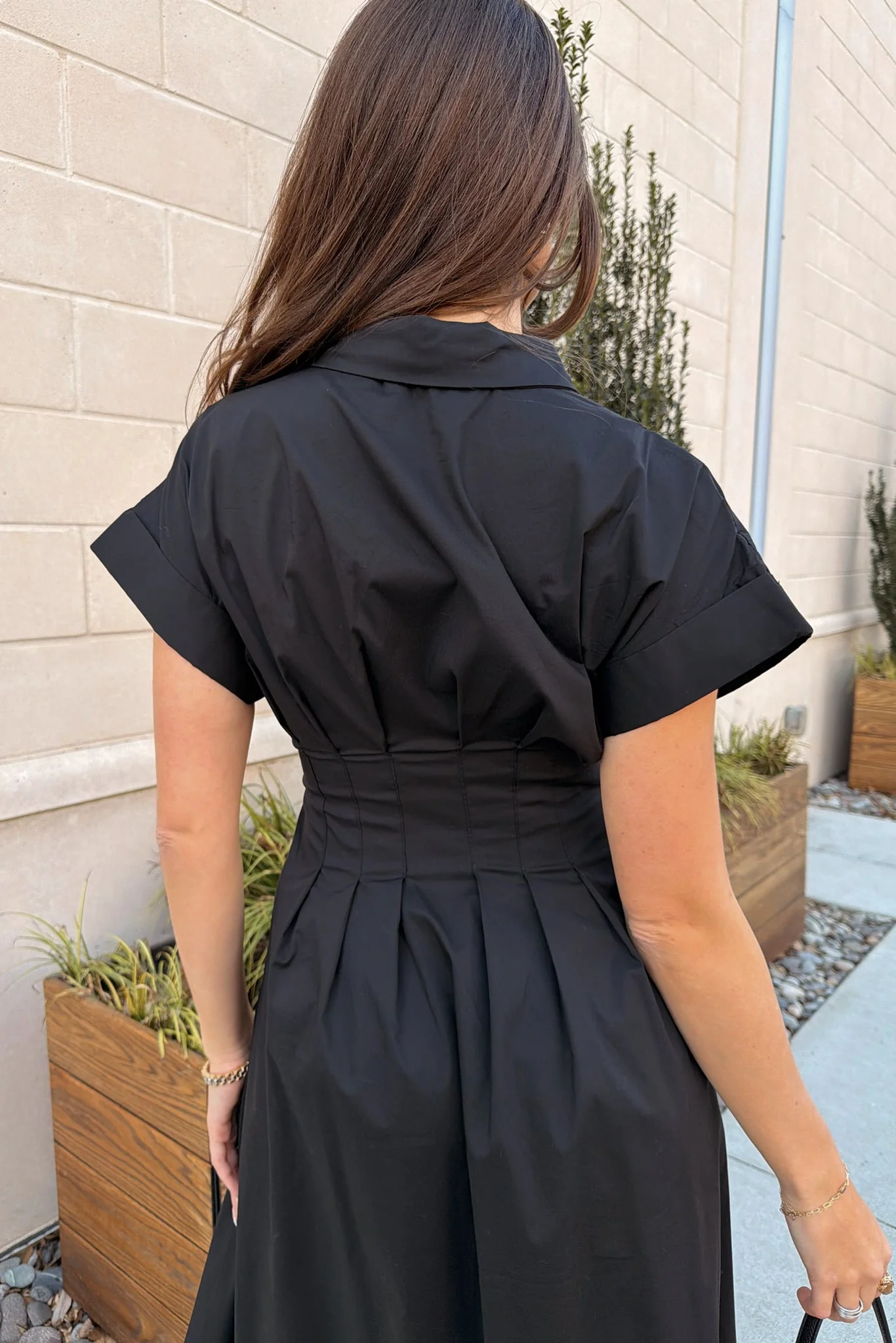 Rachel Black Belt Flare Midi Dress - Image 6