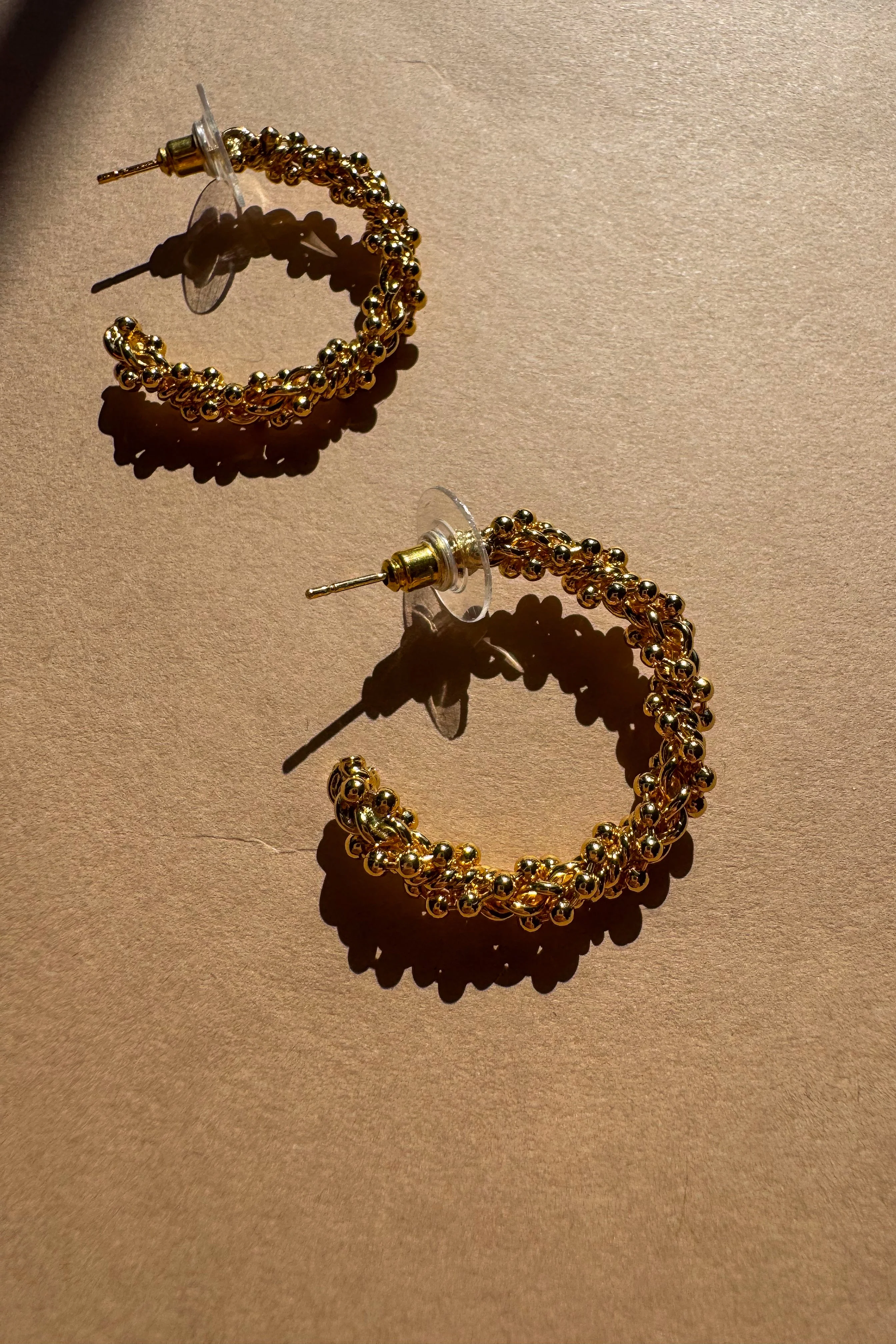 Rachel Gold Plated Beaded Hoop Earrings