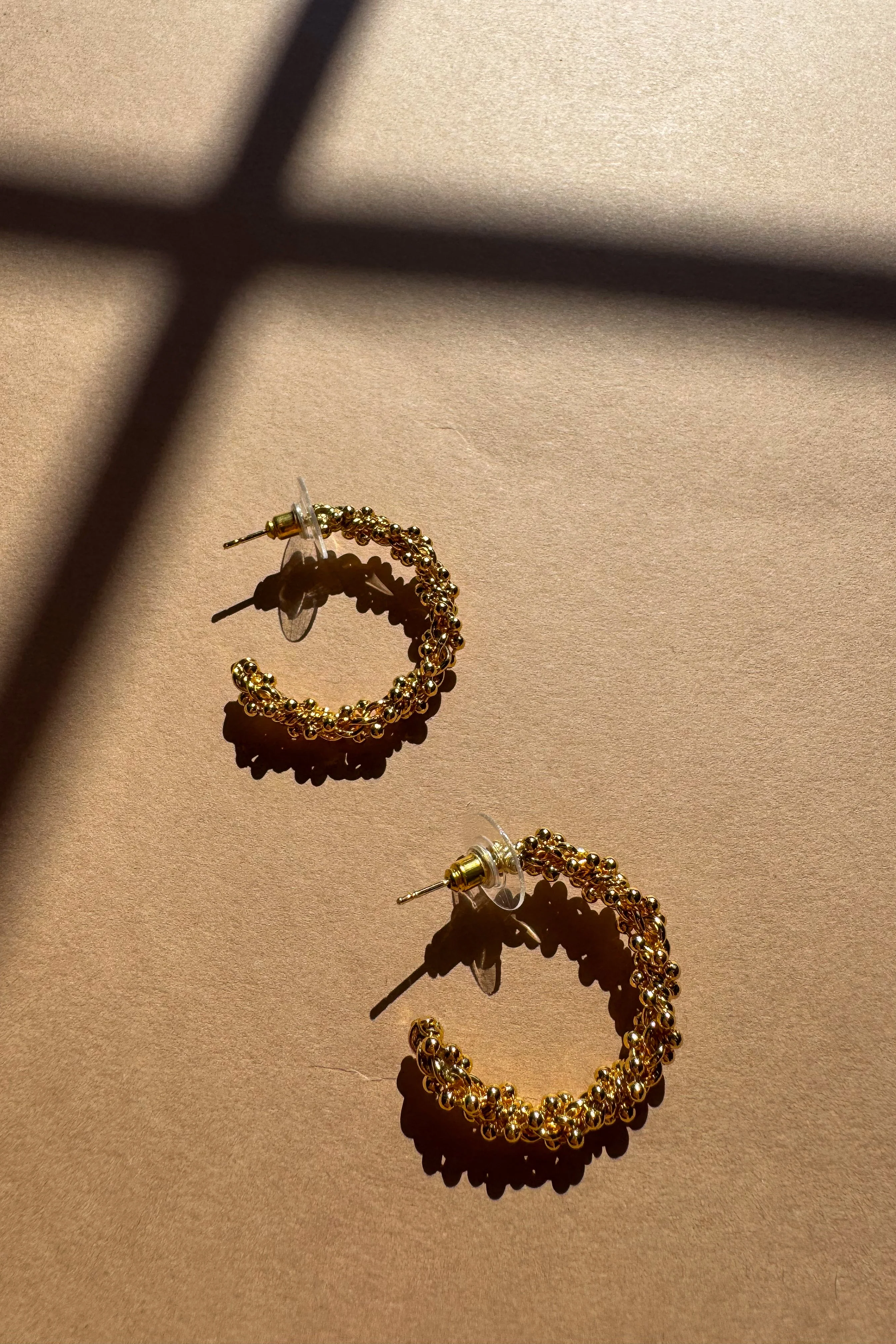 Rachel Gold Plated Beaded Hoop Earrings - Image 2