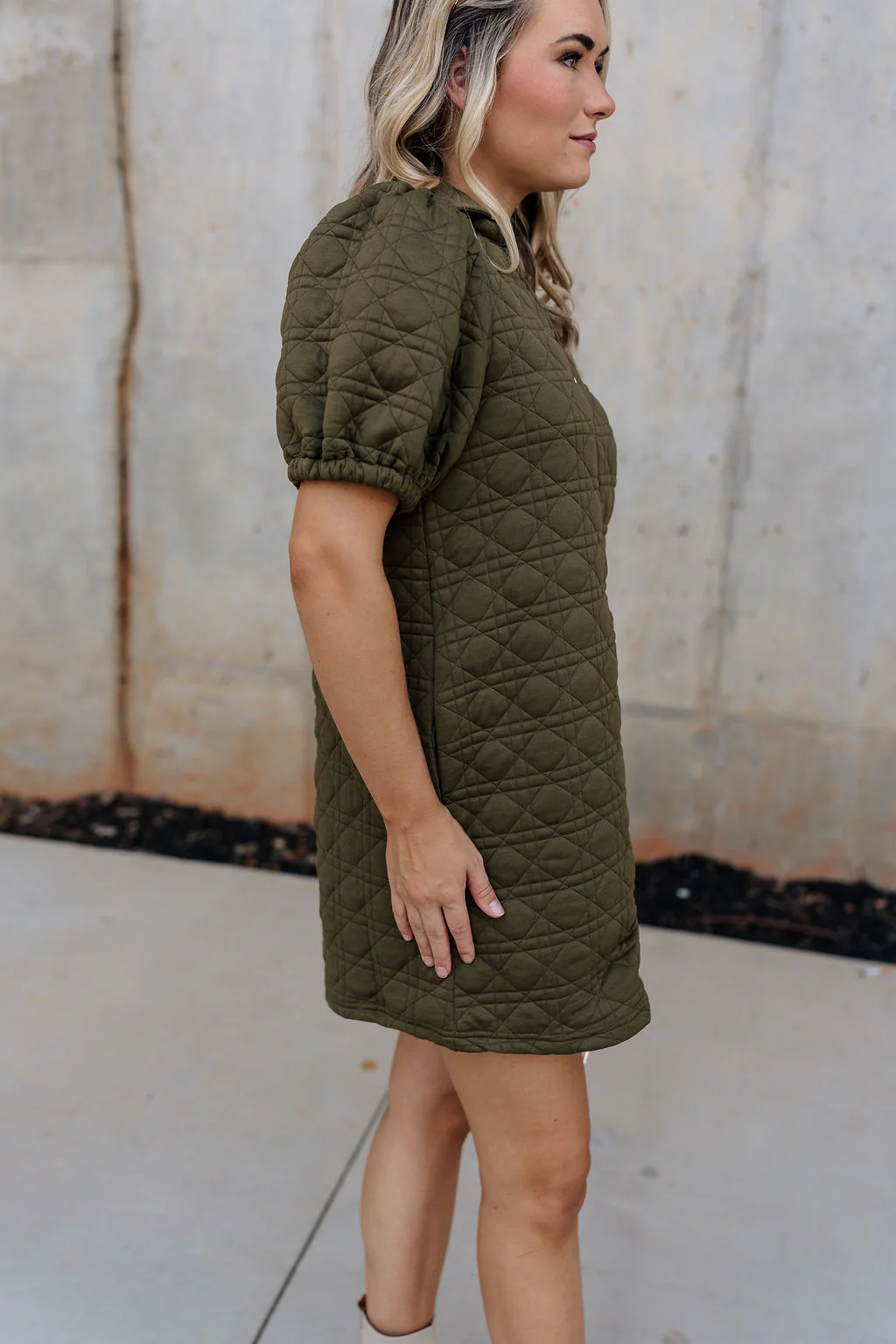 Rachel Olive Quilted Zip-Up Dress - Image 4