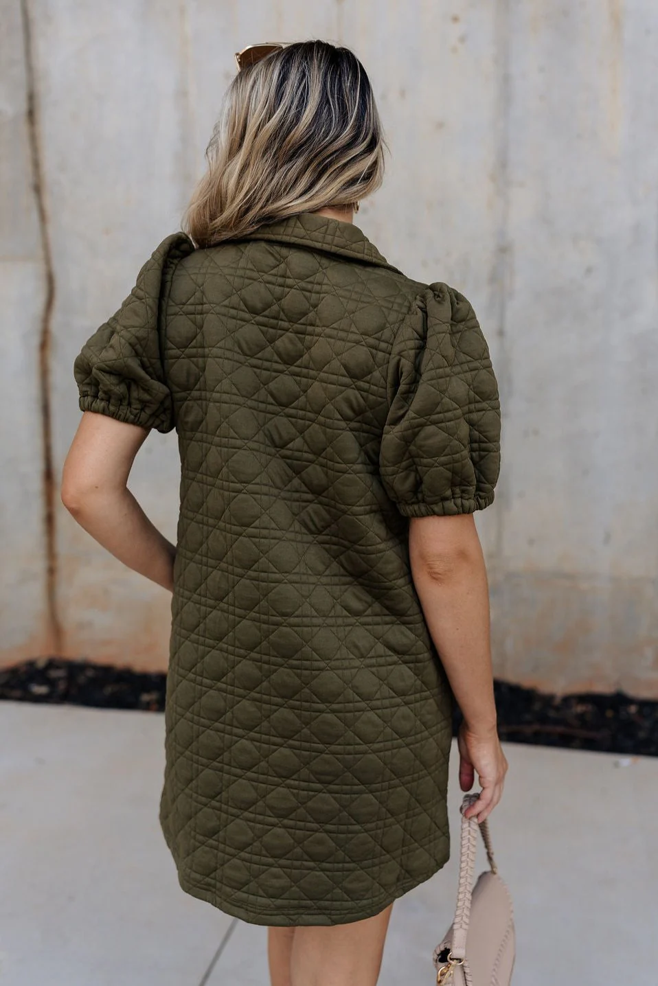 Rachel Olive Quilted Zip-Up Dress - Image 6