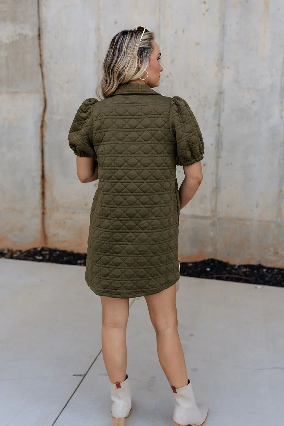Rachel Olive Quilted Zip-Up Dress - Image 7
