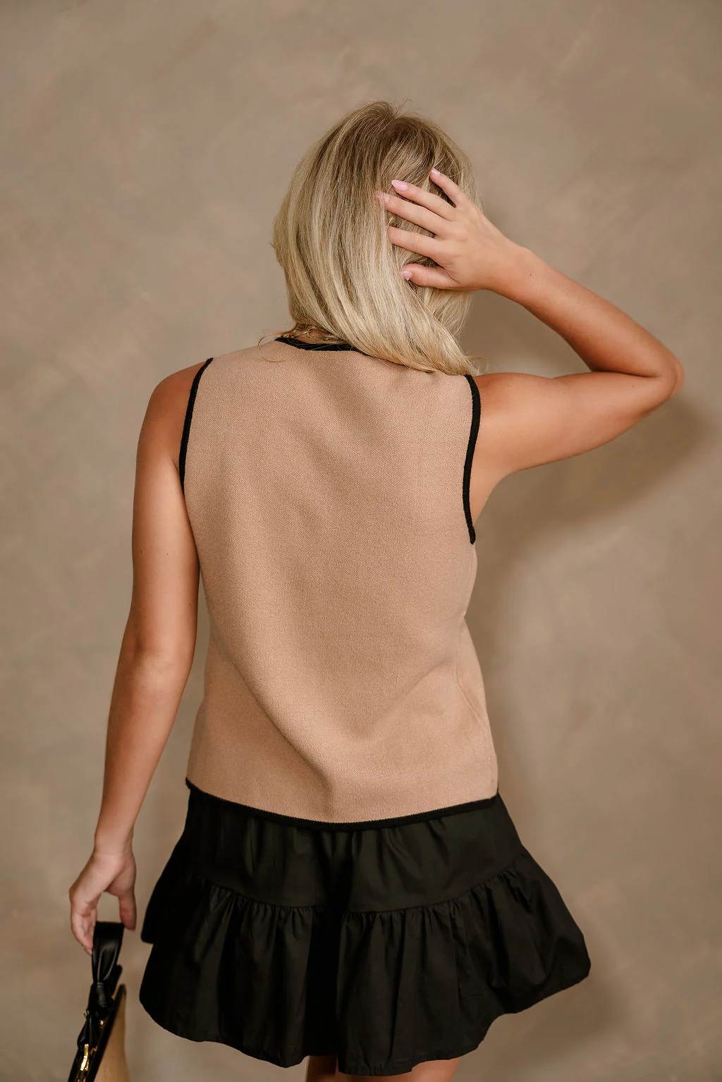 Rachel Tan & Black Button-Up Knit Tank - Image 6