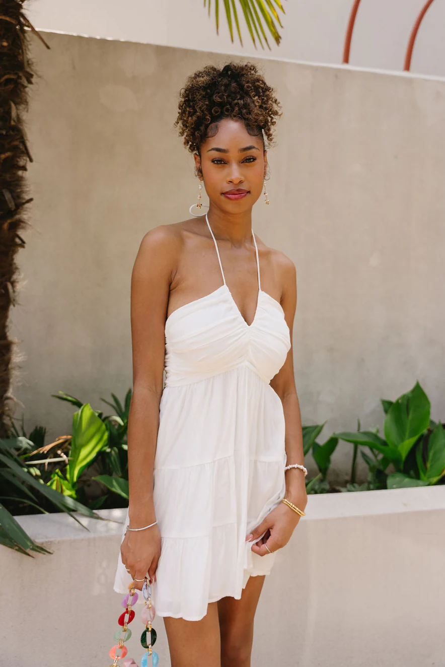 Rachel White Halter Mini Dress - Image 2