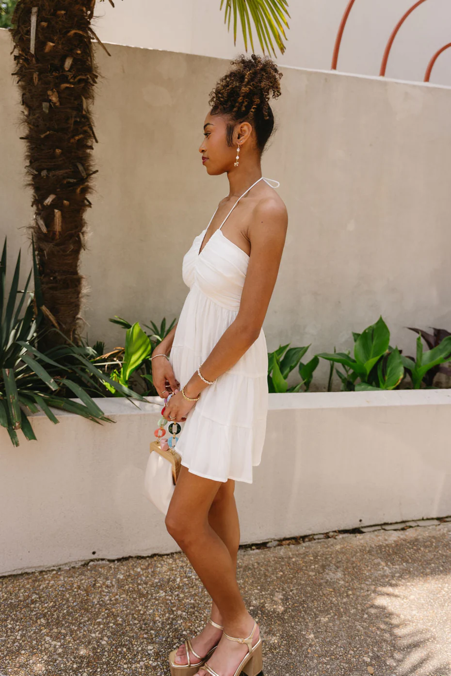 Rachel White Halter Mini Dress - Image 4