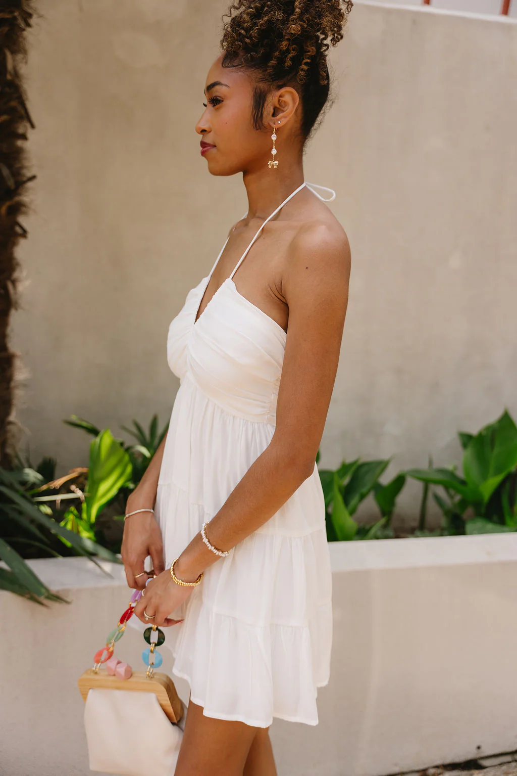 Rachel White Halter Mini Dress - Image 5