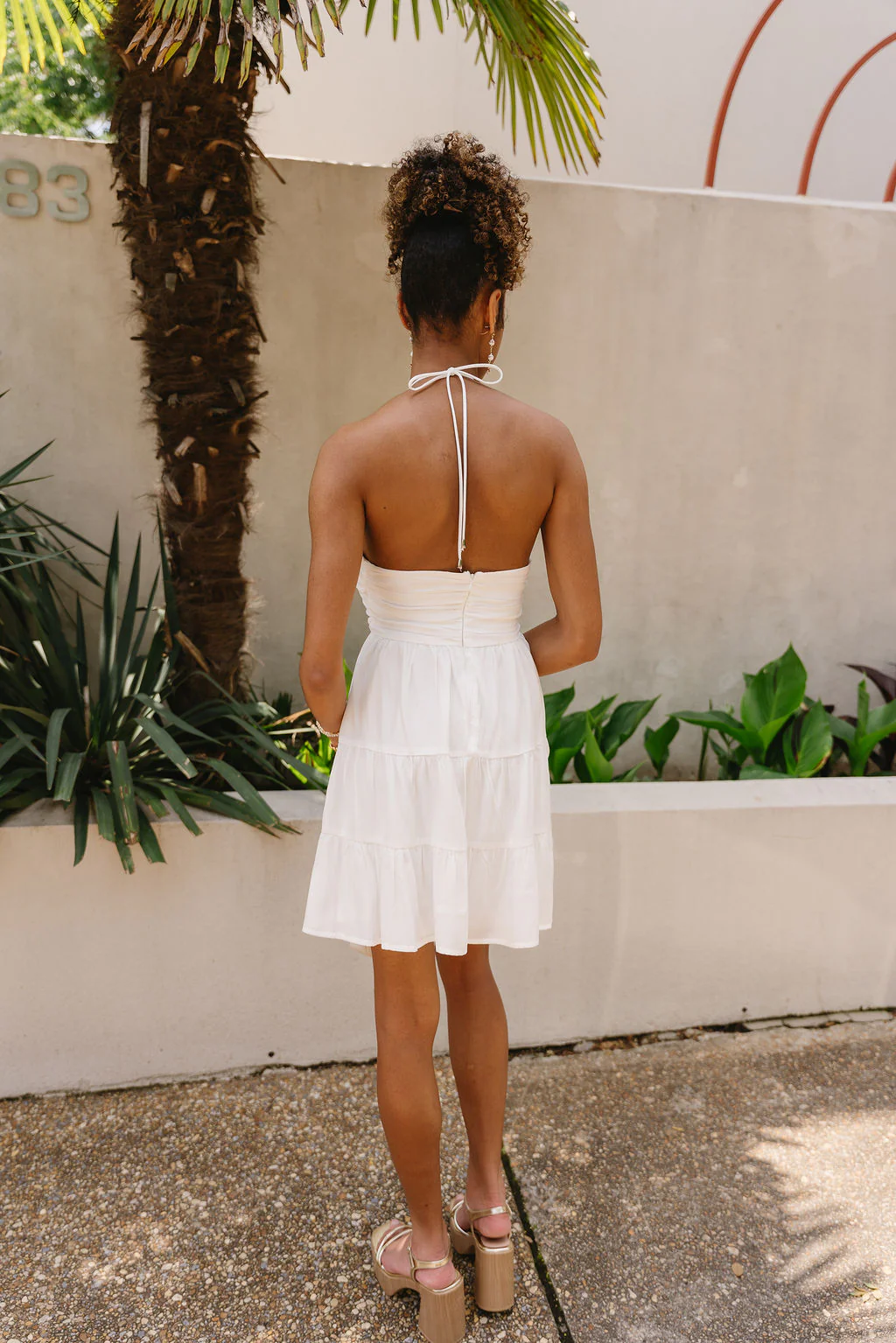 Rachel White Halter Mini Dress - Image 7