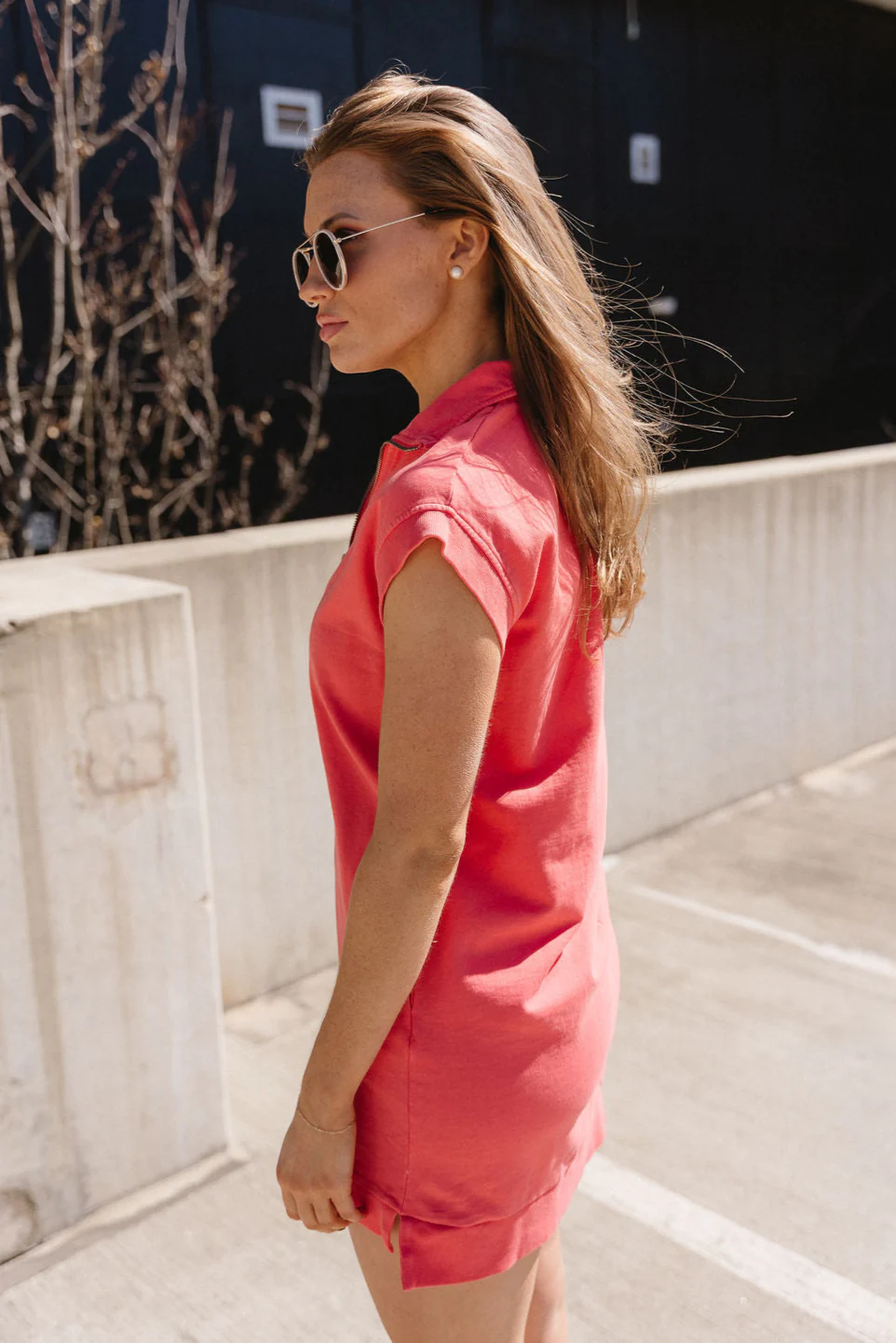 Raegan Coral Quarter Zip-Up Dress - Image 3