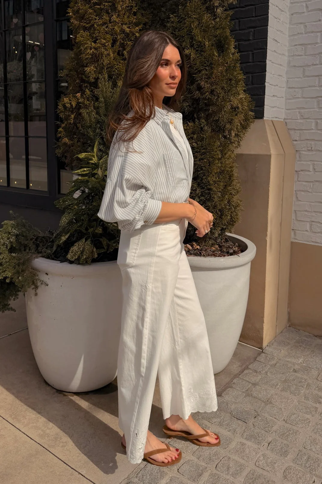 Raelyn Blue & White Stripe Button-Up Top - Image 2