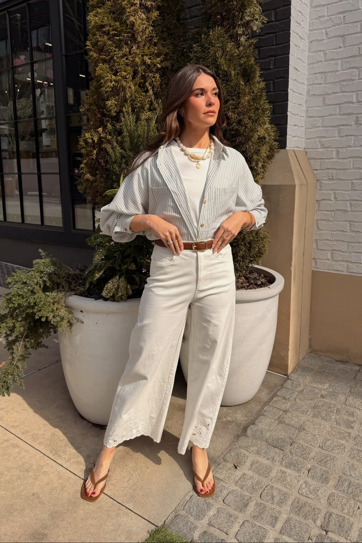 Raelyn Blue & White Stripe Button-Up Top - Image 4