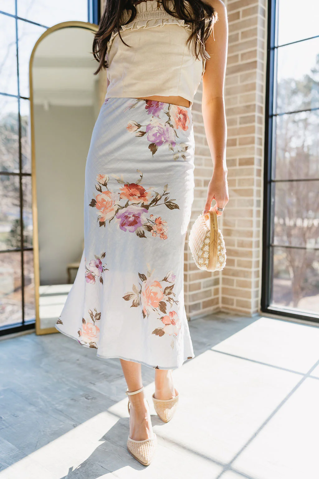 Raelyn Light Blue Multi Floral Midi Skirt - Image 6