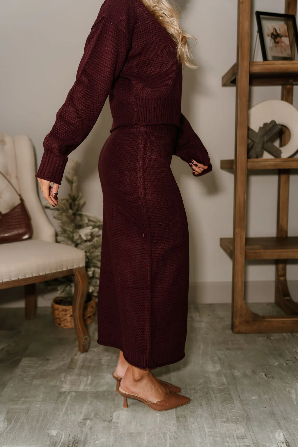 Raelyn Plum Purple Knit Skirt - Image 3