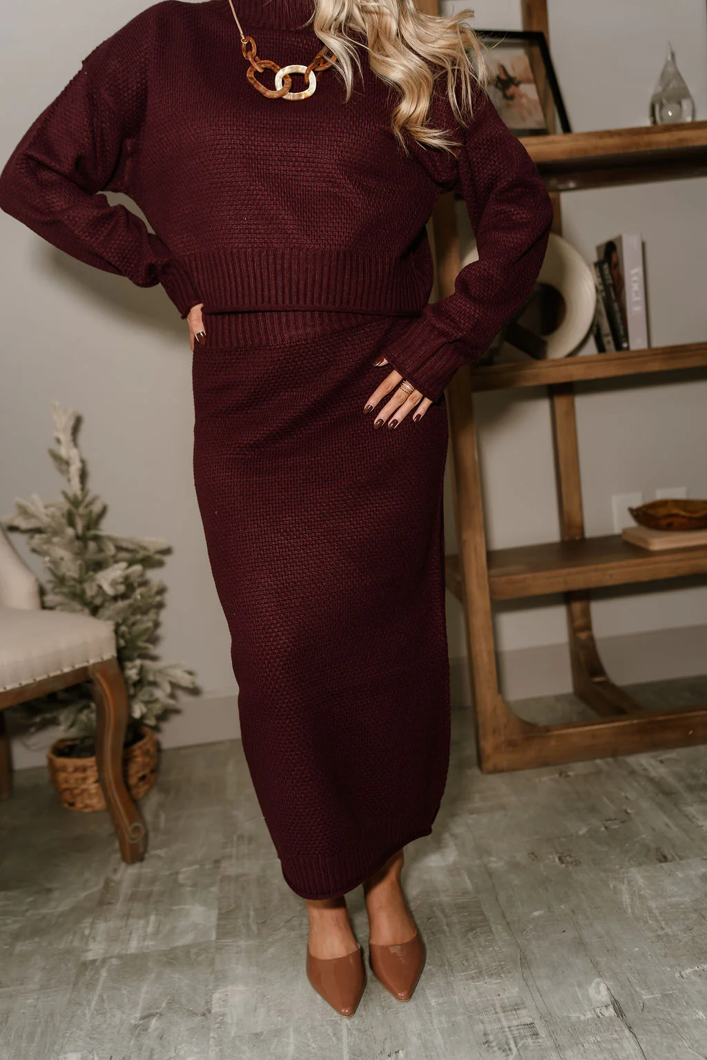 Raelyn Plum Purple Knit Skirt - Image 5