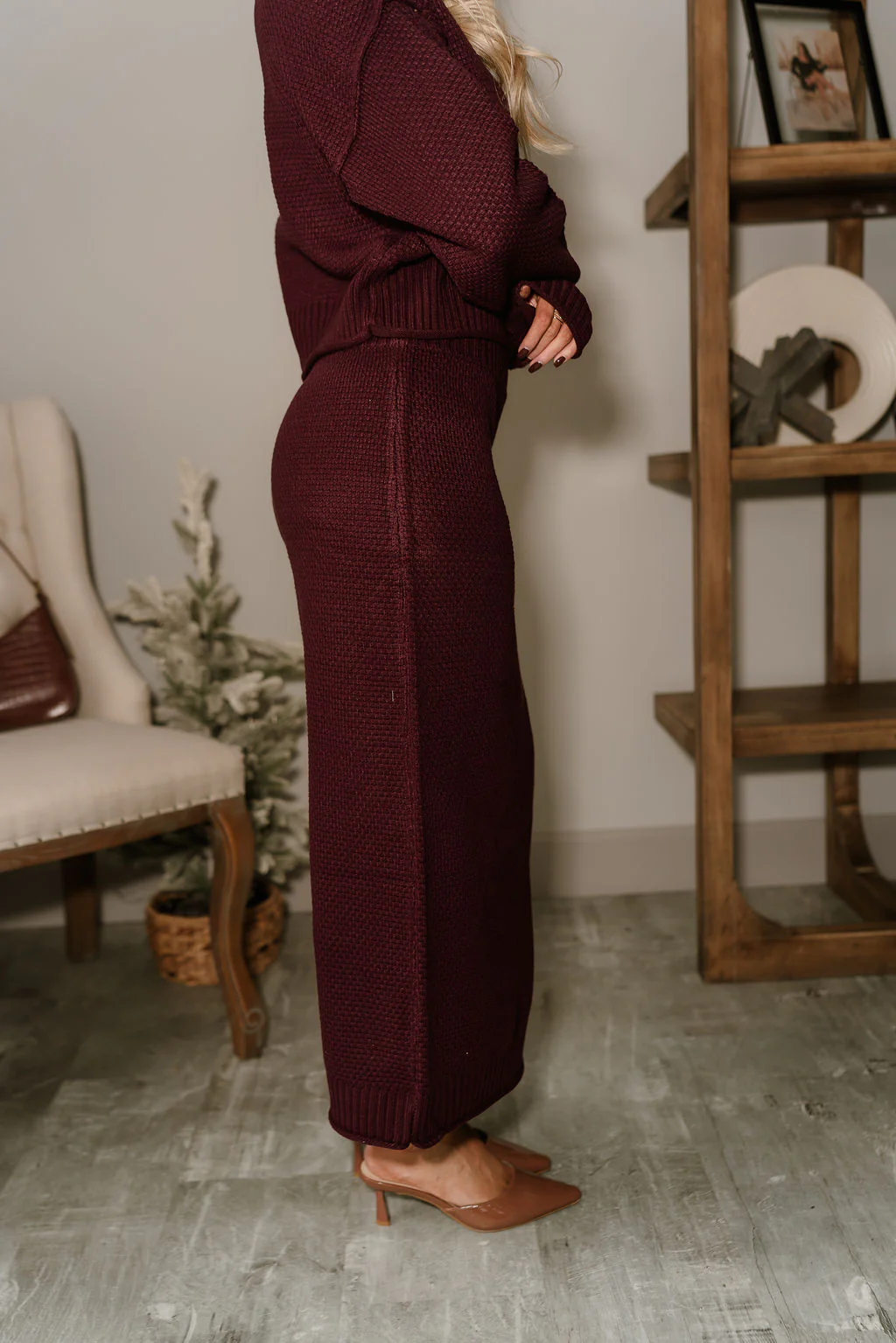 Raelyn Plum Purple Knit Skirt - Image 6