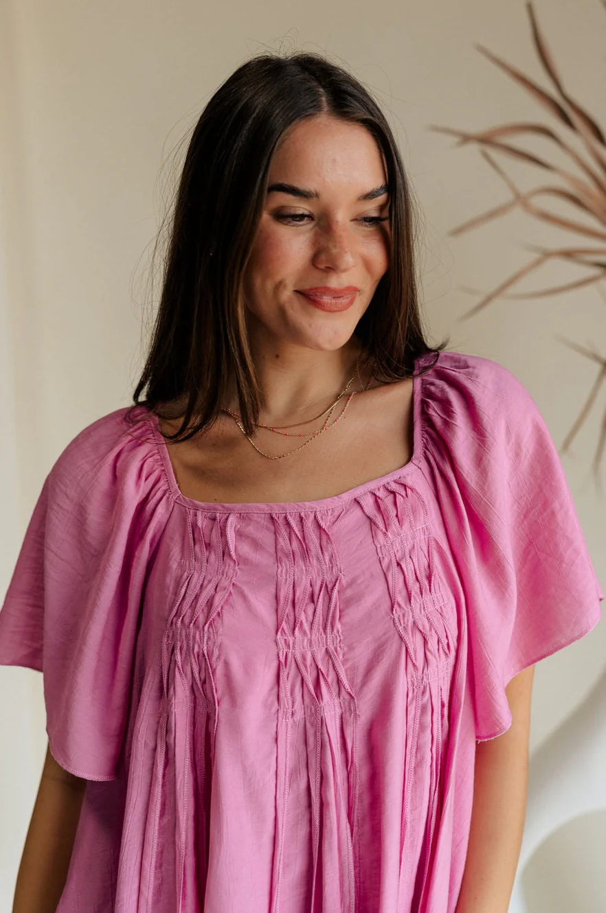 Raelynn Pink Short Puff Sleeve Mini Dress - Image 9