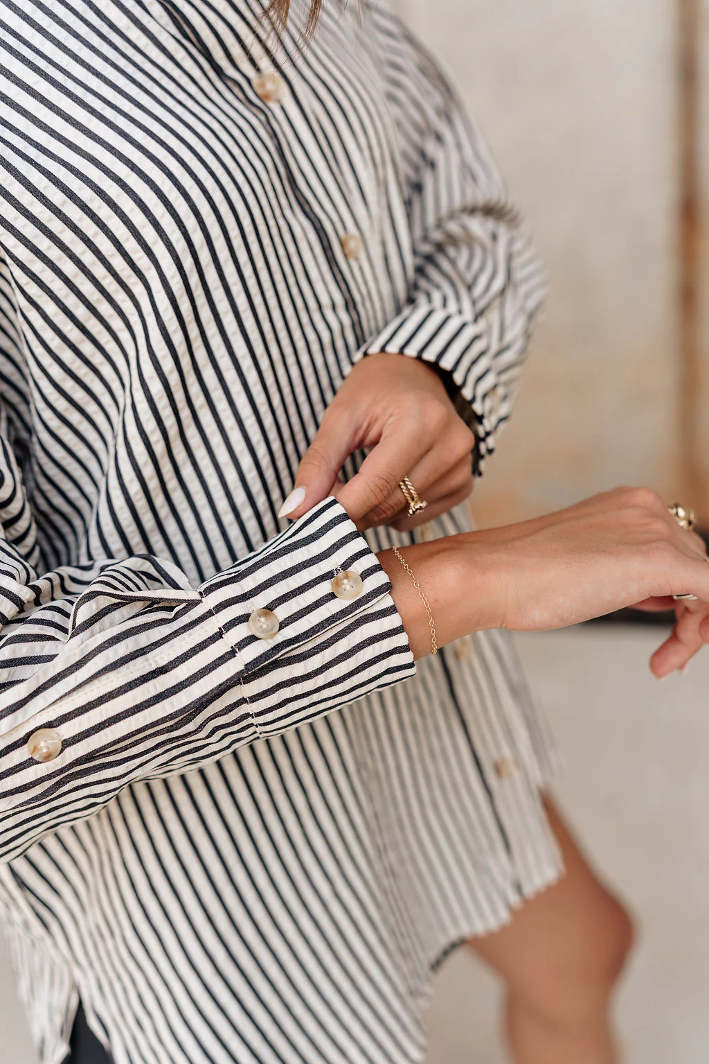 Ragan Black & White Striped Button Up - Image 6