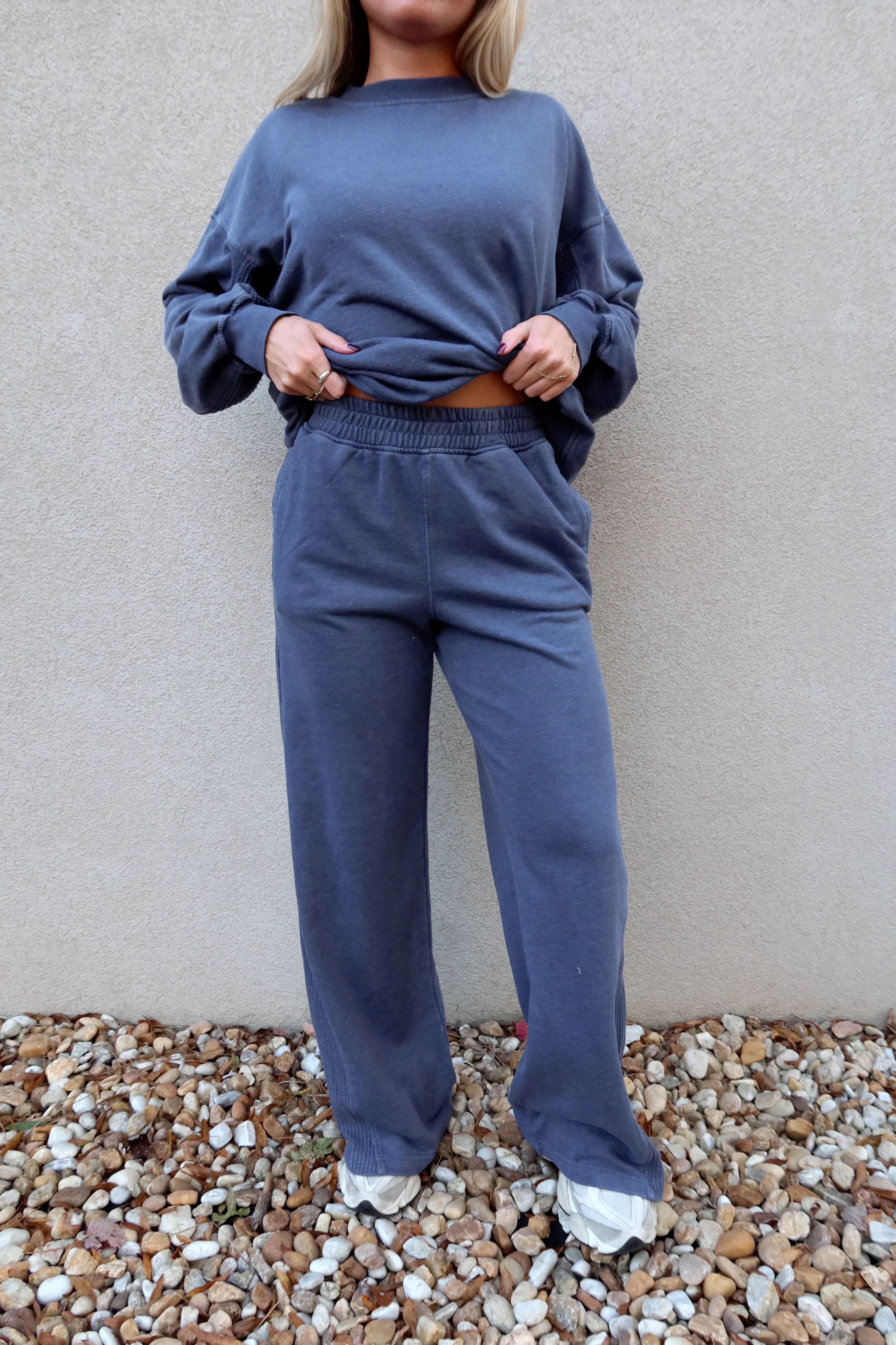 Ragan Navy Knit Wide Leg Pants - Image 2