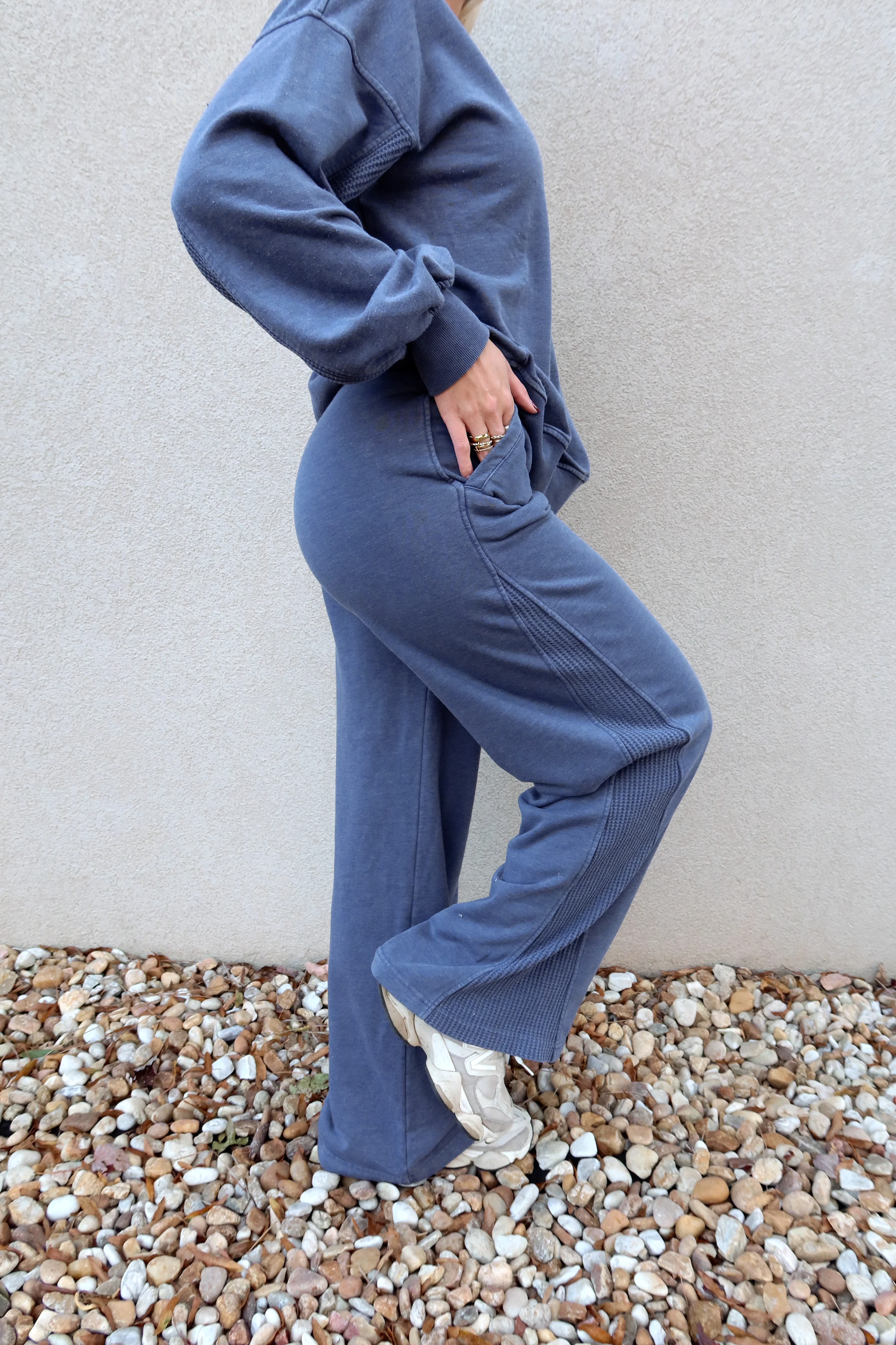 Ragan Navy Knit Wide Leg Pants - Image 3