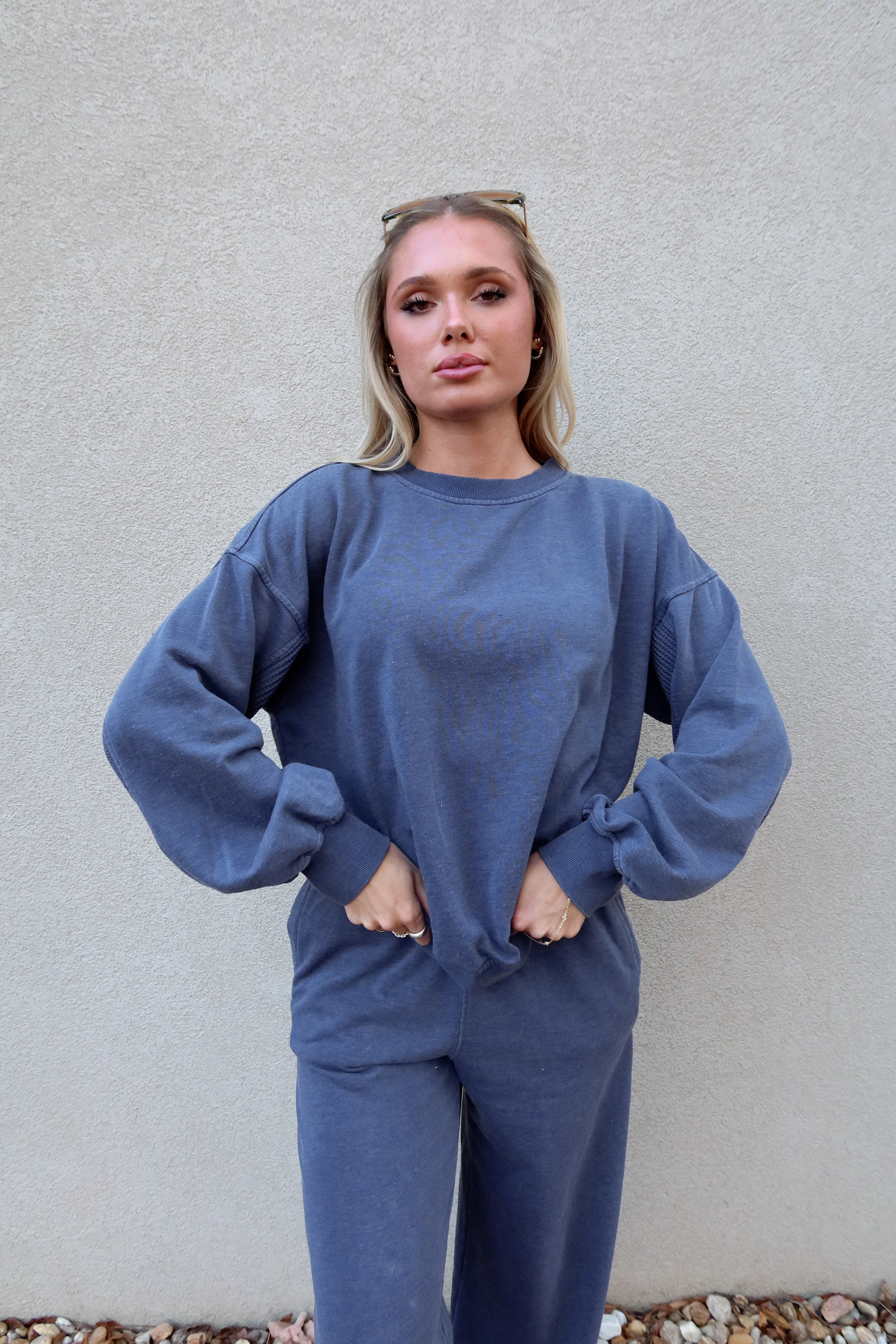 Ragan Navy Knit Pullover Sweatshirt - Image 2